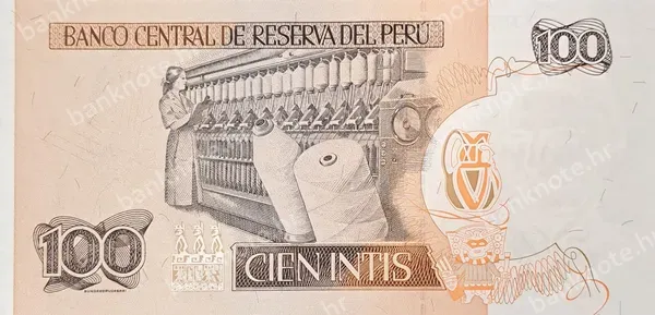 100 Intis, Peru, 26.6.1987