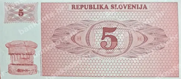 5 Tolarjev, Slovenija, 1990