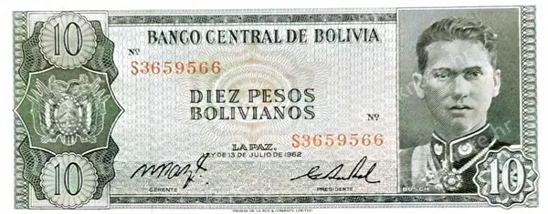 10 Pesos Bolivianos, 13.7.1962