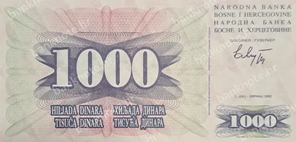 1000 Dinara, 1.7.1992