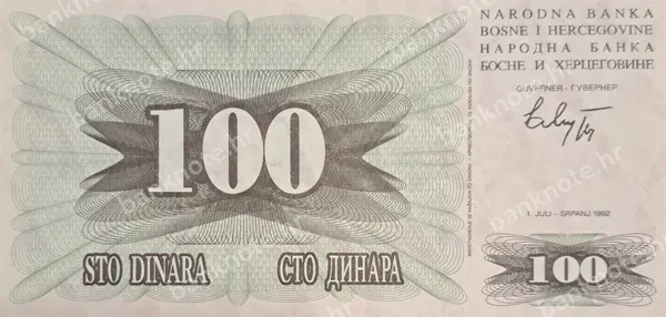 100 Dinara, 1.7.1992
