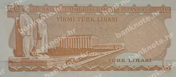 20 Türk Lirası, Turska, L.1970 (1971-82)