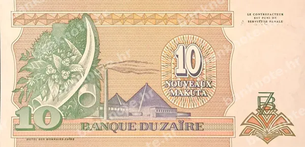 10 Nouveaux Makuta, Zair, 24.6.1993