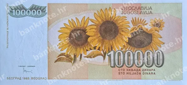 100000 Dinara, Jugoslavija, 1993